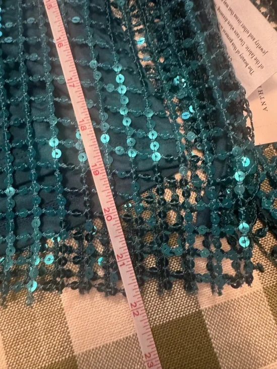 Pilcro Teal Sequin Mesh Jersey Long-Sleeve Top - Picture 12 of 16
